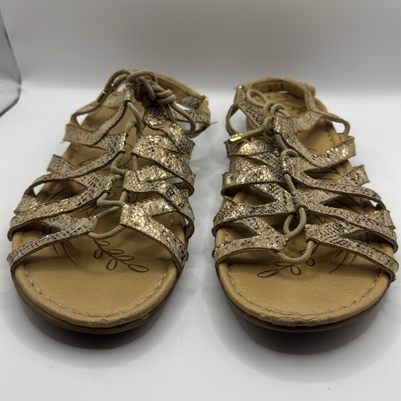 Naturalizer WHIMSY Ghillie Sandals Flat Snakeskin Beige Gold Size 9 - Picture 5 of 12